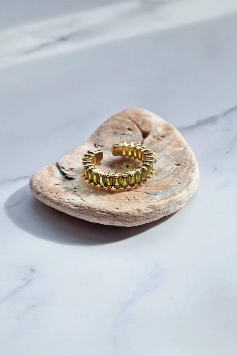 Zircon green adjustable Ring