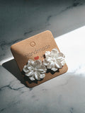White flower stud earrings