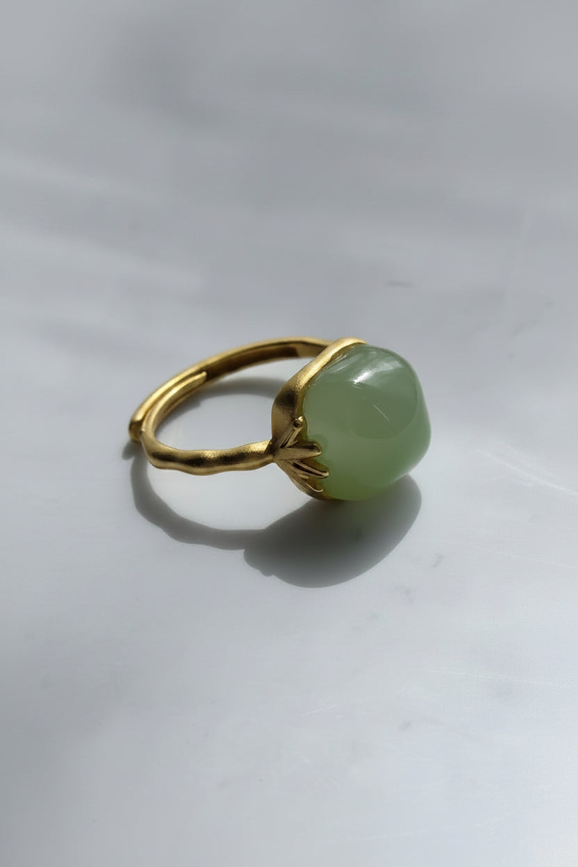 925 sterling jade geometric ring
