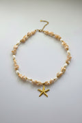 Natural pearl shell beads necklace with sea star pendant