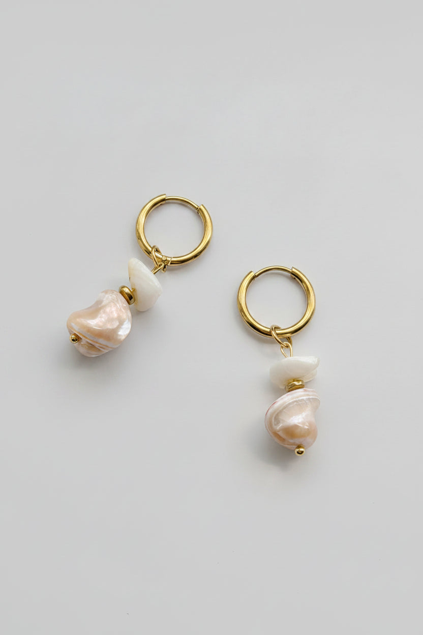 Stainless steel seashell beads earrings