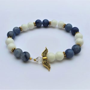 Blue Aventurine and white stone bracelet