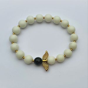 White and gold wing bracelet