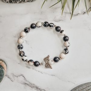 Black and white zebra beads bracelet