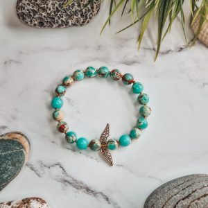 Bright bracelet with gold spacers