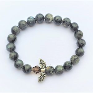 Larvikite stone wing bracelet