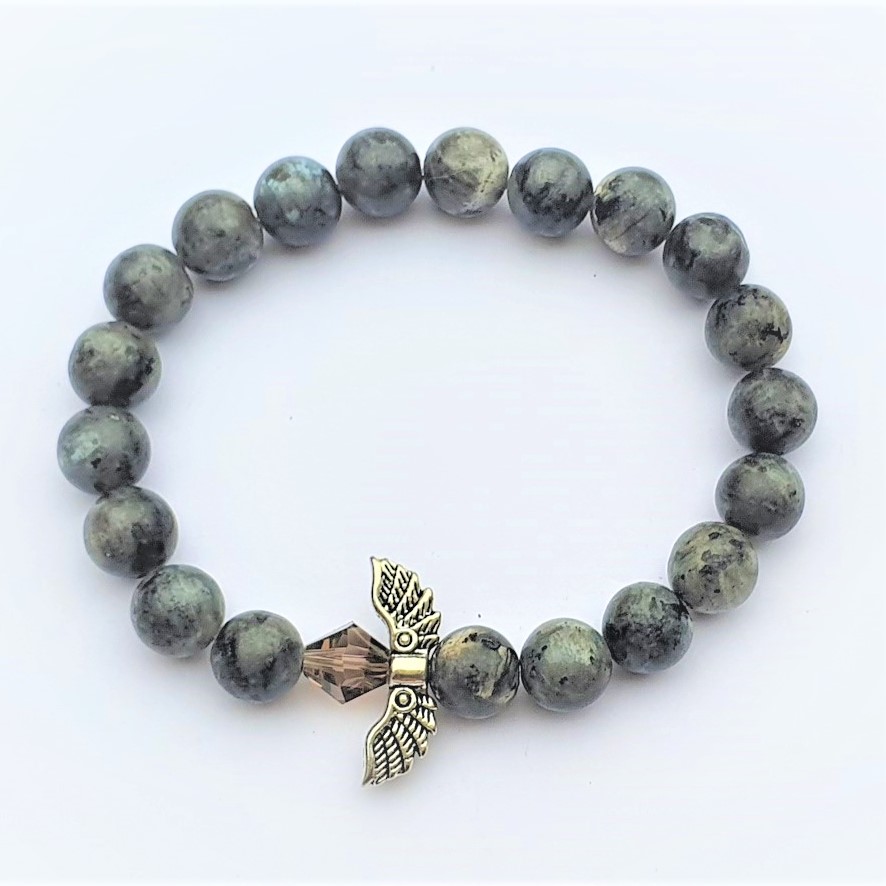 Larvikite stone wing bracelet