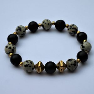 Black and Leopard Spotted beads bracelet