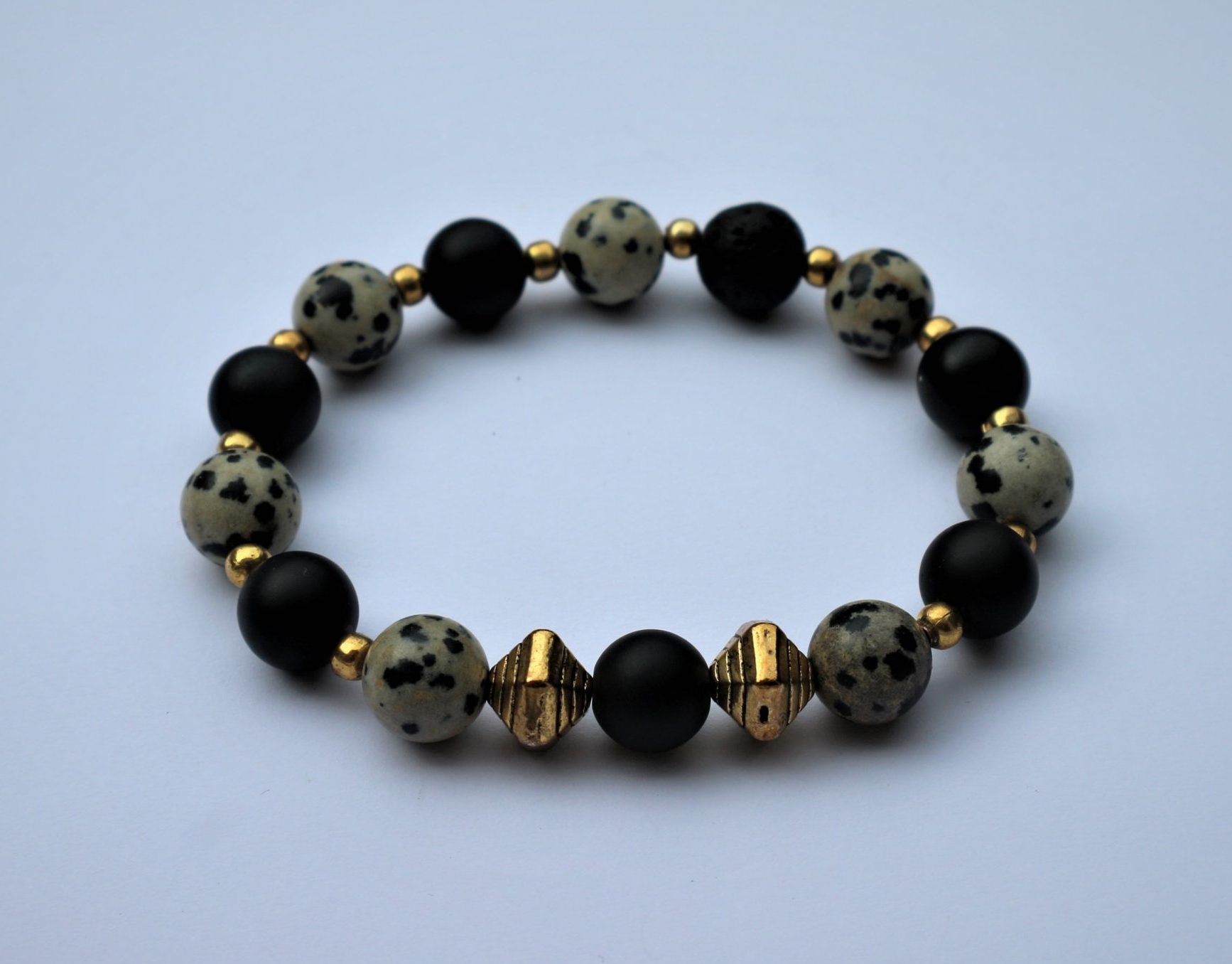 Black and Leopard Spotted beads bracelet