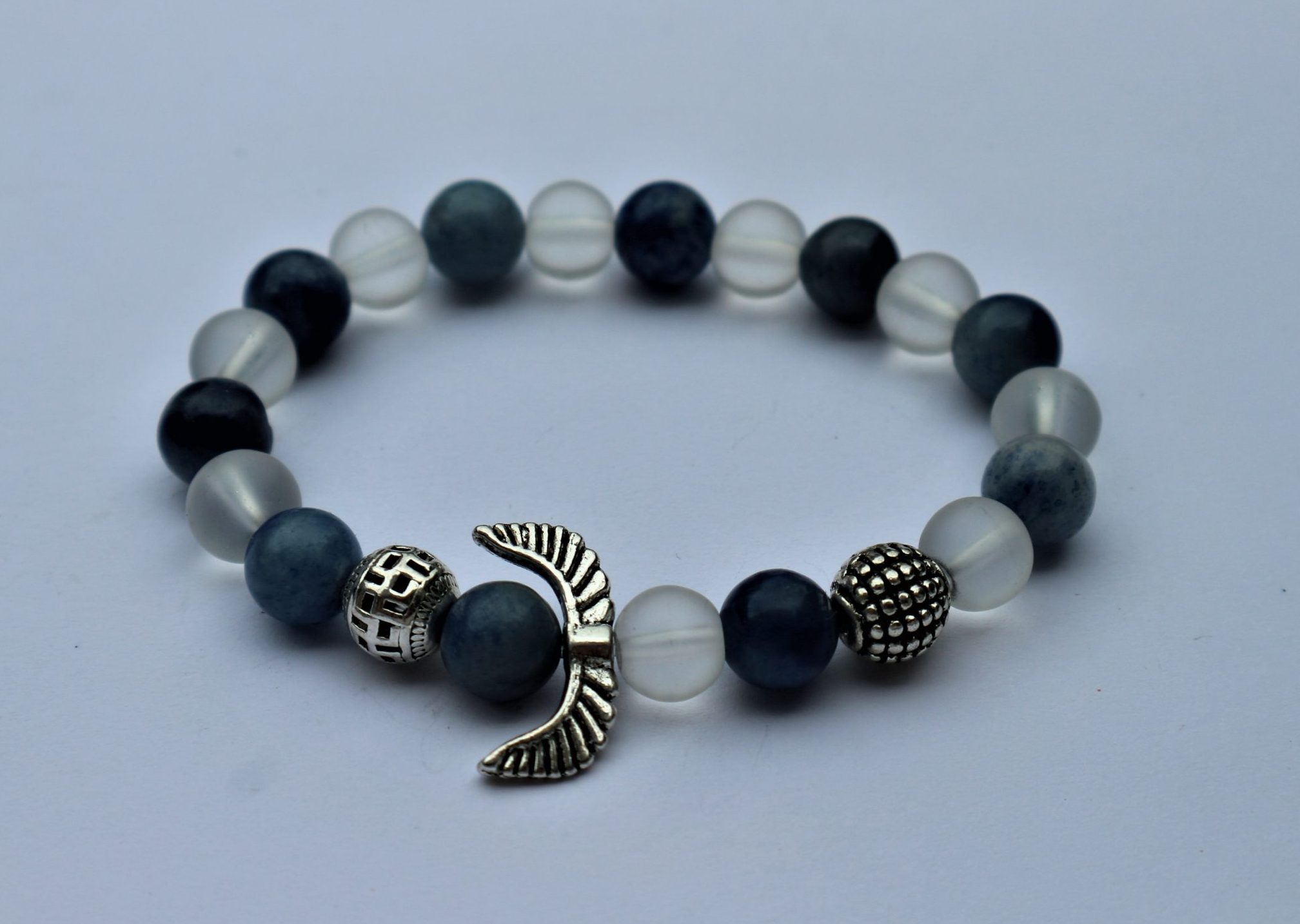 Blue aventurine and clear beads bracelet