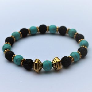 Blue Howlite and Lava stones bracelet