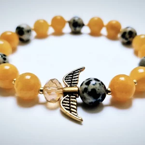 Yellow and spotted beads bracelet