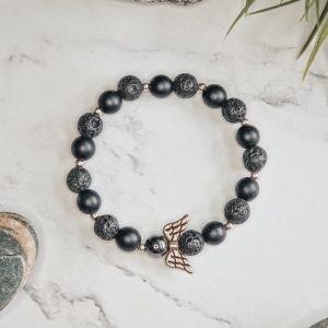 Black Agate and Lava beads bracelet