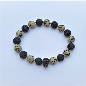 Skull Lava and Leopard spotted beads Bracelet