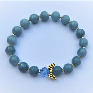 Blue Aquamarin Angelite beads bracelet