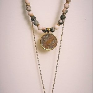 Pink Zebra Jasper Necklace set