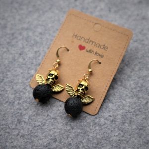 Skull earrings with gold details