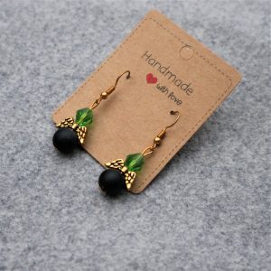 Green and black earrings