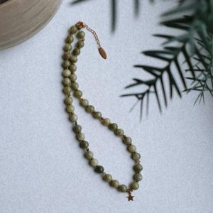 Jade beads Necklace with Stars