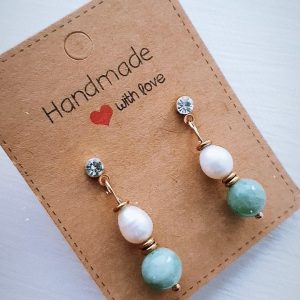 Pearl and Jade beads earrings