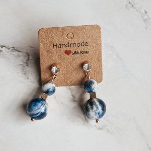 Blue and white earrings
