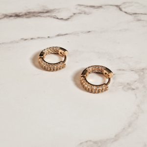 Small hoops earrings with crystals