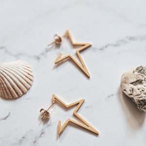 Stainless steel Big star earrings