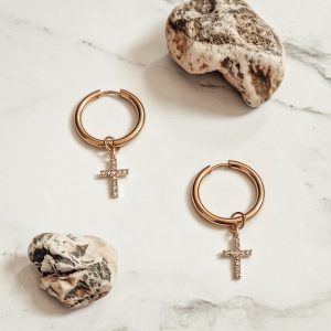 Cross hoops earrings